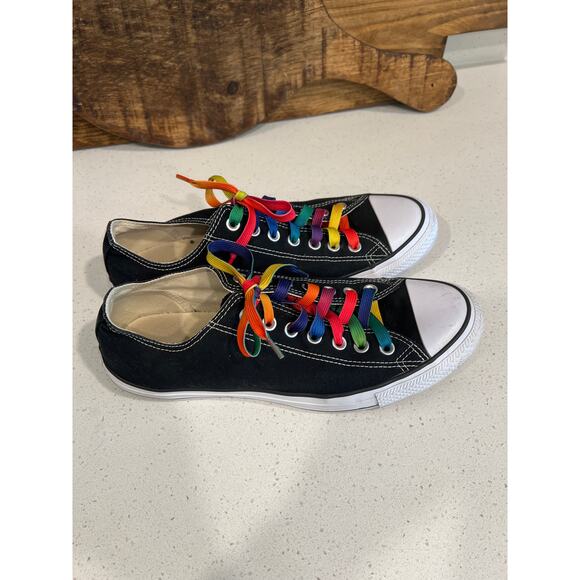 Converse mens 9 womens 11 black low top sneakers - Picture 1 of 5